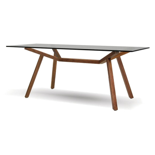 Mobital Trestle Dining Table with Glass Top and Trestle Base DTAREMIWALN IMAGE 1