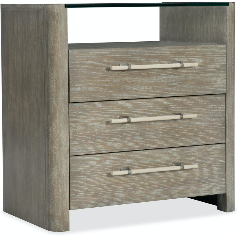 Hooker Furniture 6050-90016-GRY Affinity Three-Drawer Nightstand IMAGE 1