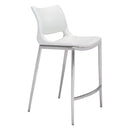  Zuo Ace 101390 Counter Stool - White & Silver IMAGE 1