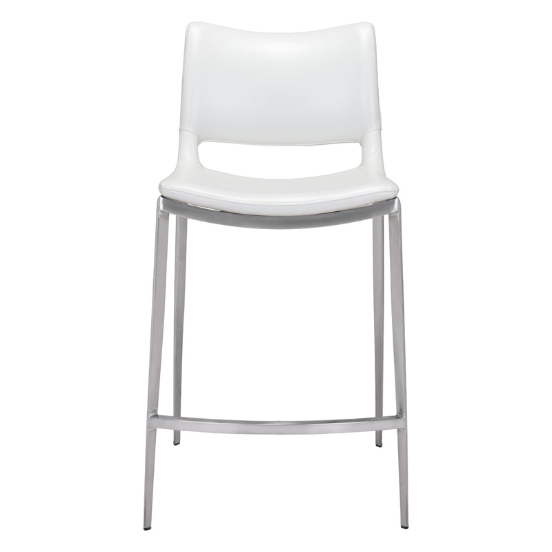  Zuo Ace 101390 Counter Stool - White & Silver IMAGE 3