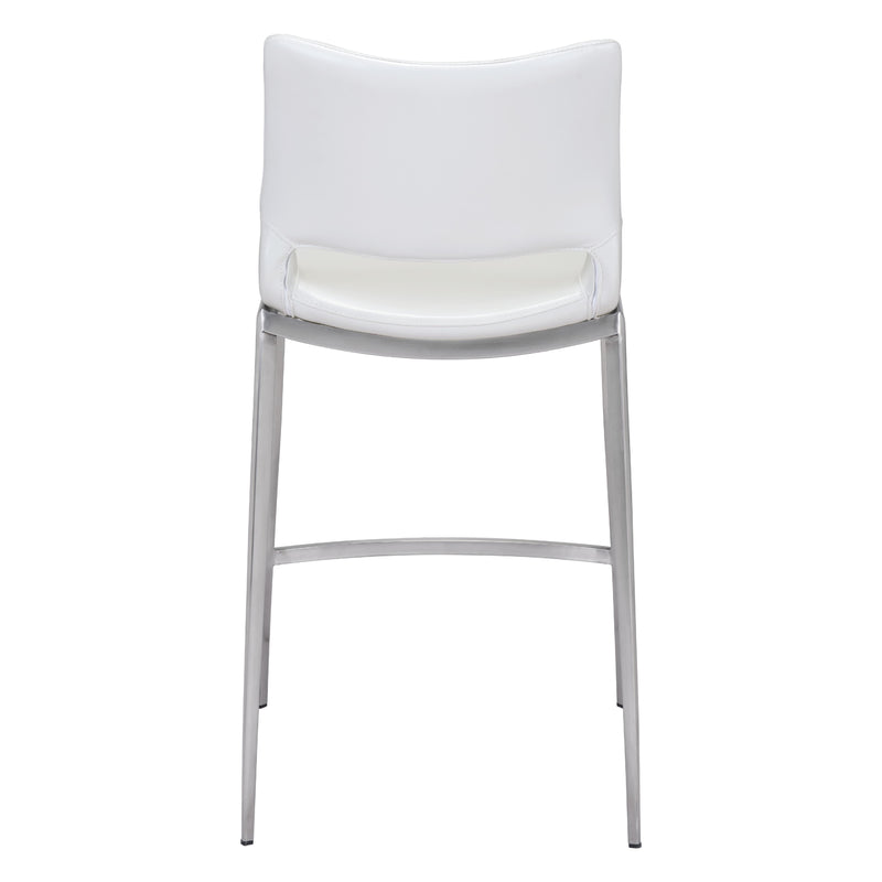  Zuo Ace 101390 Counter Stool - White & Silver IMAGE 4