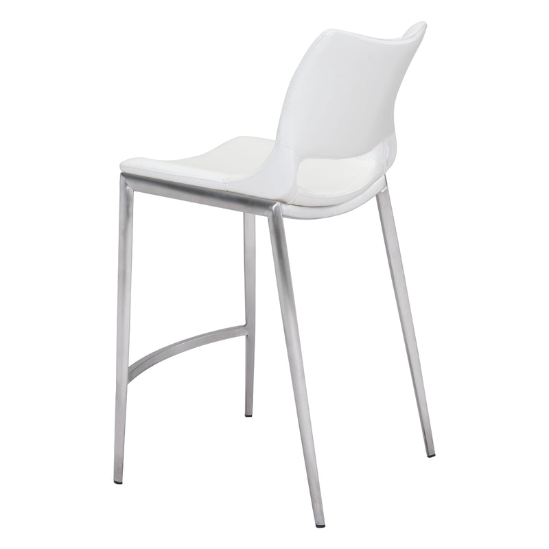  Zuo Ace 101390 Counter Stool - White & Silver IMAGE 5