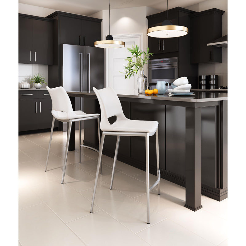  Zuo Ace 101390 Counter Stool - White & Silver IMAGE 7