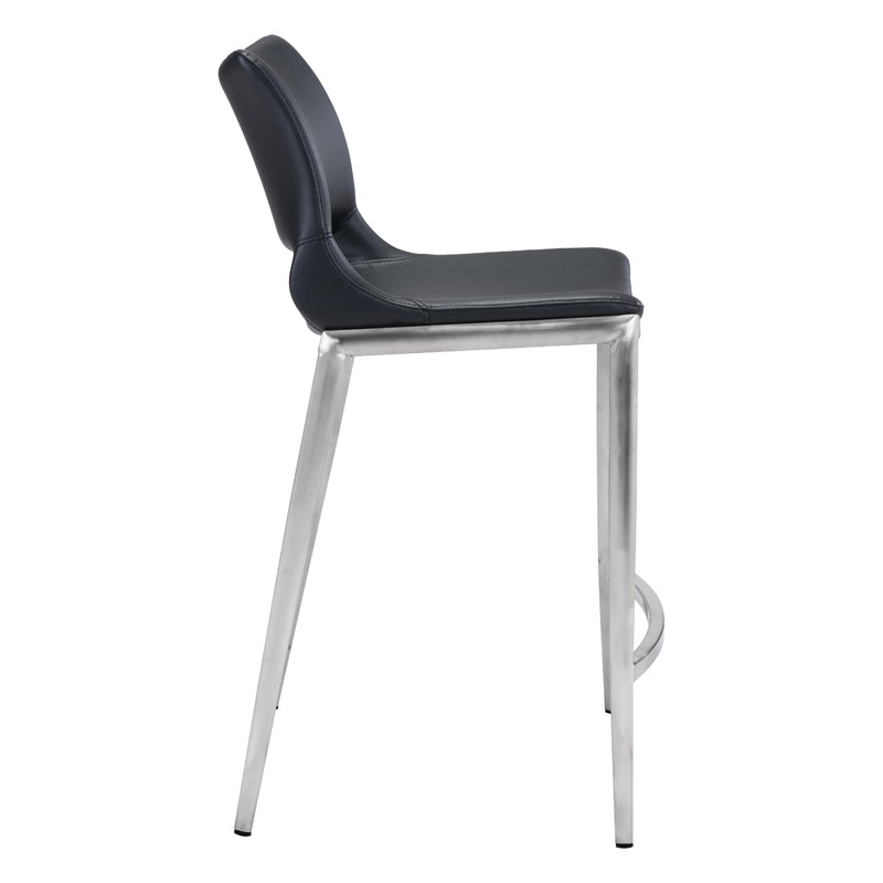 Zuo Ace 101391 Counter Stool - Black & Silver IMAGE 2