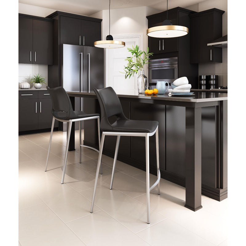  Zuo Ace 101391 Counter Stool - Black & Silver IMAGE 7