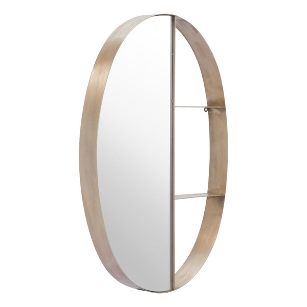  Zuo Latitude A12203 Oval Shelf Mirror - Antique Bronze IMAGE 1