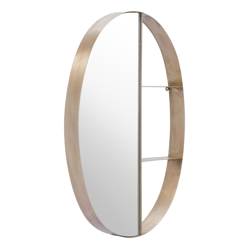  Zuo Latitude A12203 Oval Shelf Mirror - Antique Bronze IMAGE 1