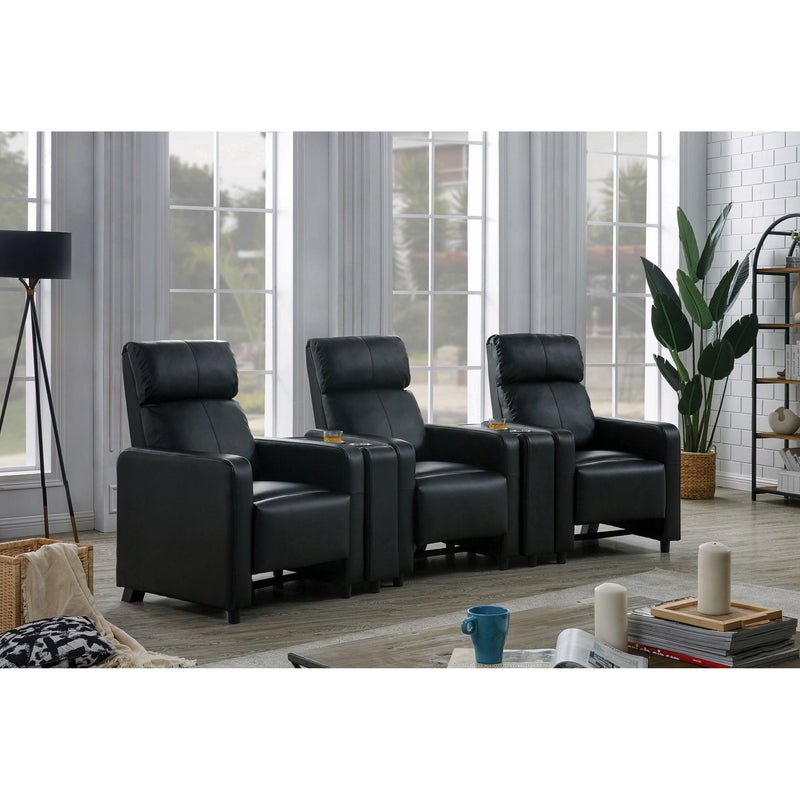 Coaster Furniture Toohey Leather Look Reclining Home Theater Seating with Wall Hugger 600181-S3A IMAGE 2