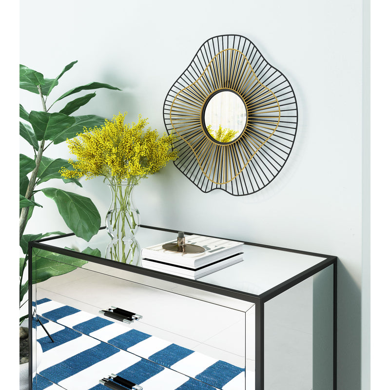 Zuo Comet A12217 Round Mirror - Black & Gold IMAGE 4