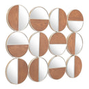  Zuo Cycle A12201 Round Mirror - Gold & Walnut IMAGE 1