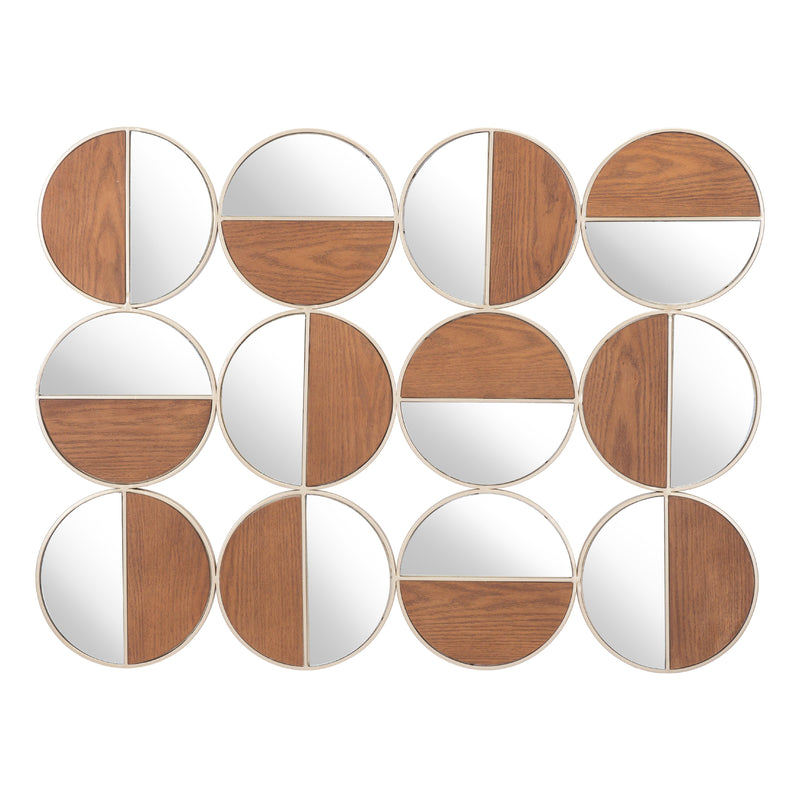 Zuo Cycle A12201 Round Mirror - Gold & Walnut IMAGE 2
