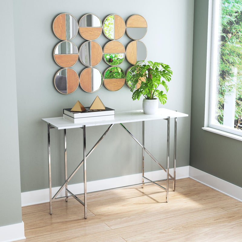 Zuo Cycle A12201 Round Mirror - Gold & Walnut IMAGE 6