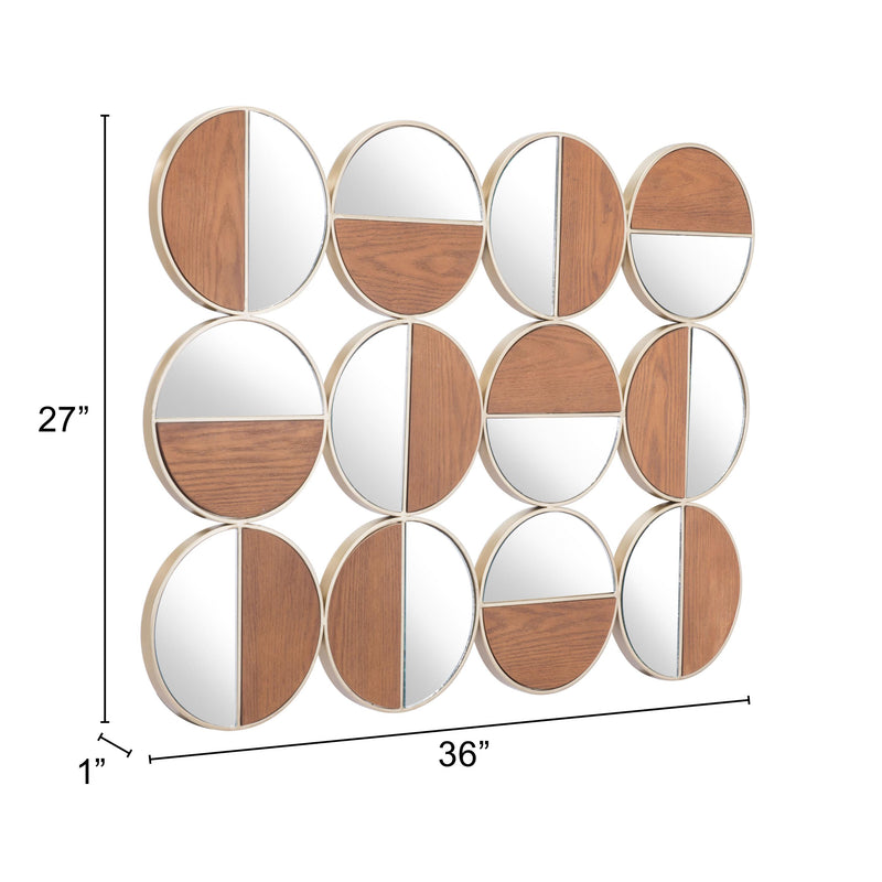  Zuo Cycle A12201 Round Mirror - Gold & Walnut IMAGE 7