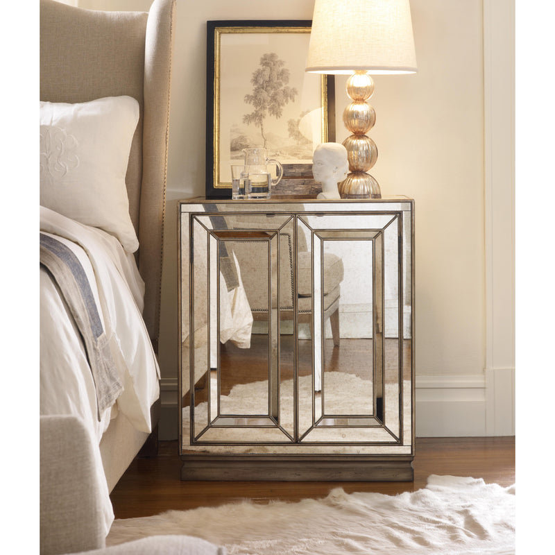 Hooker Furniture 3014-90015 Sanctuary Two-Door Mirrored Nightstand - Visage IMAGE 2