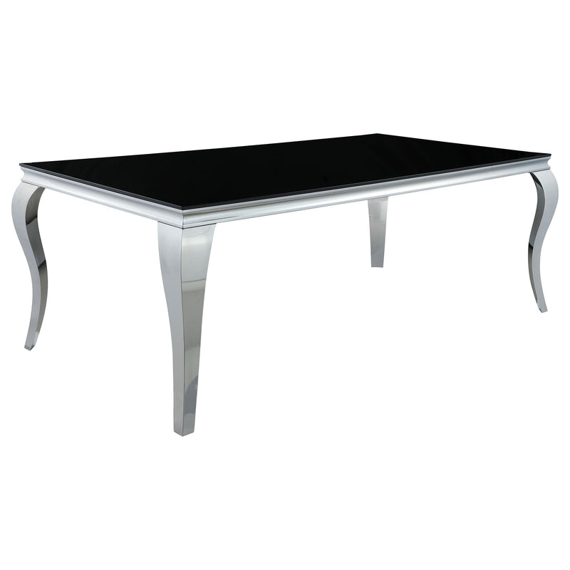 Coaster Furniture Carone 115071 Rectangular 81-inch Glass Top Dining Table - Black IMAGE 1