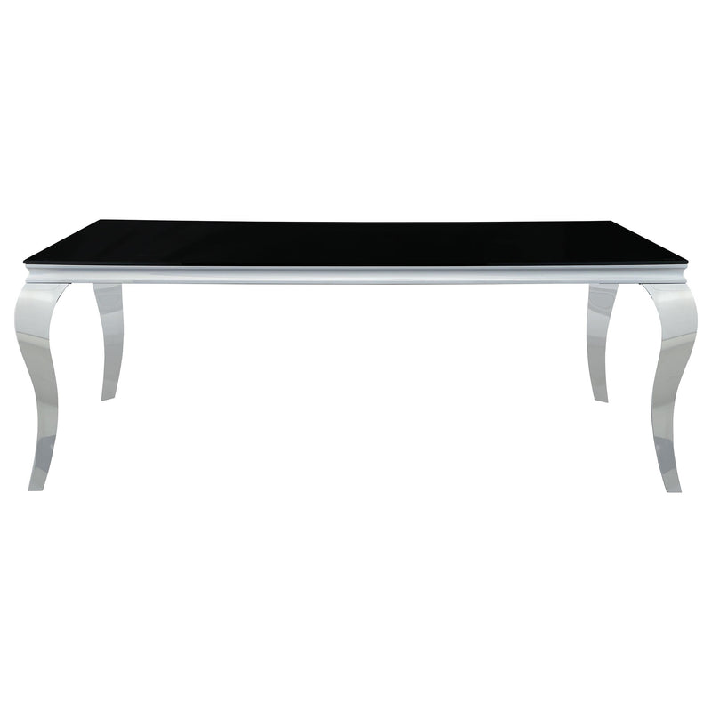 Coaster Furniture Carone 115071 Rectangular 81-inch Glass Top Dining Table - Black IMAGE 2