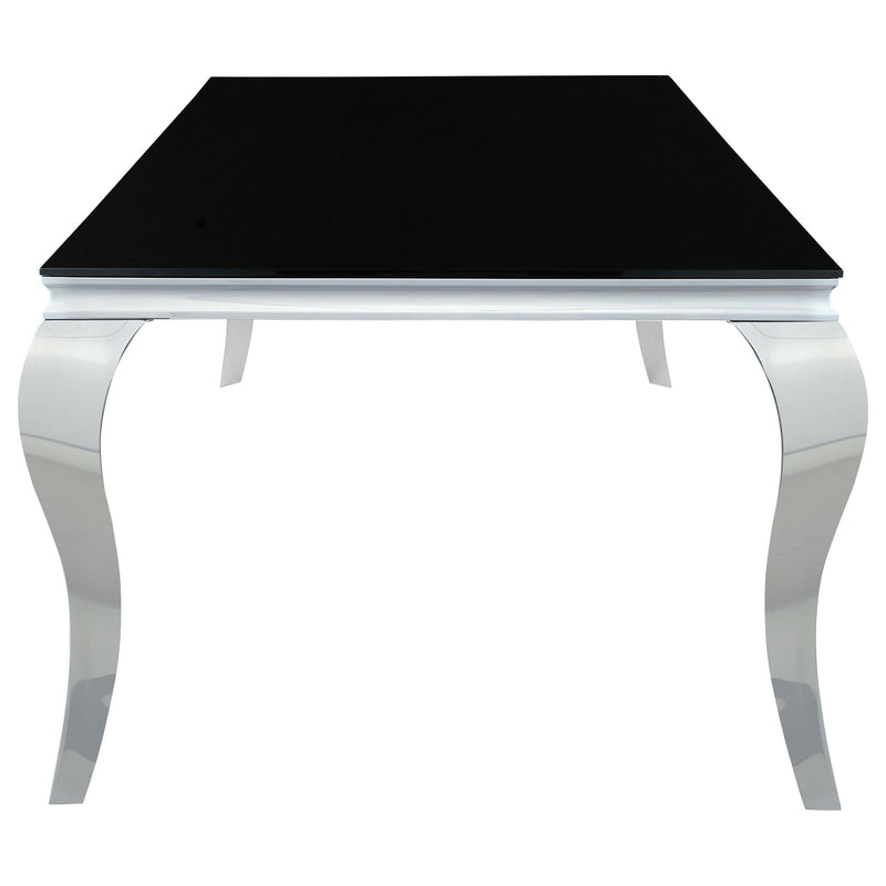 Coaster Furniture Carone 115071 Rectangular 81-inch Glass Top Dining Table - Black IMAGE 3