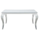  Coaster Furniture Carone 115091 Rectangular 61-inch Glass Top Dining Table - White IMAGE 3