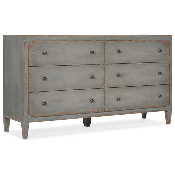 Hooker Furniture 5805-90002-95 Ciao Bella Six-Drawer Dresser- Speckled Gray IMAGE 1