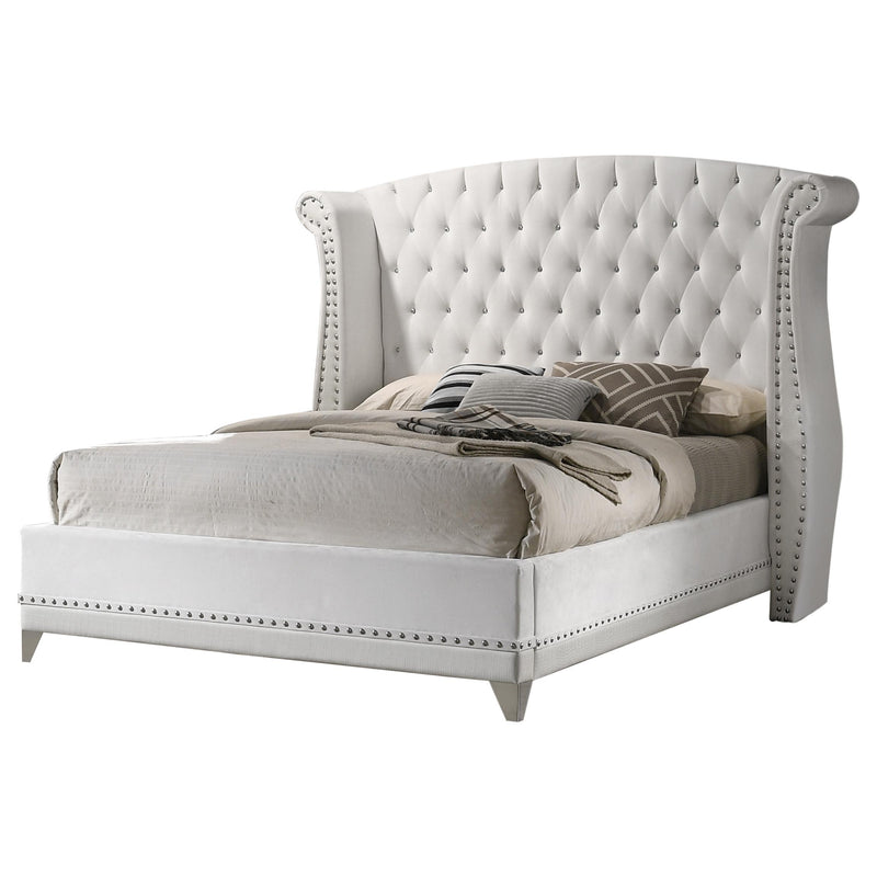 Coaster Furniture Barzini 300843Q Upholstered Queen Wingback Bed - White IMAGE 1