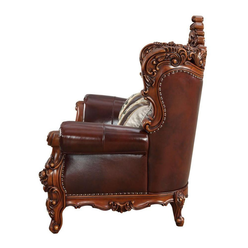 Acme Furniture Eustoma Stationary Leather Match Loveseat 53066 IMAGE 2