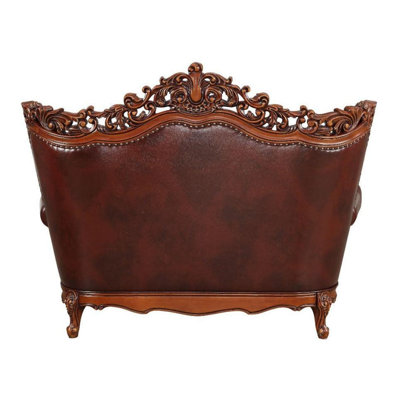 Acme Furniture Eustoma Stationary Leather Match Loveseat 53066 IMAGE 3