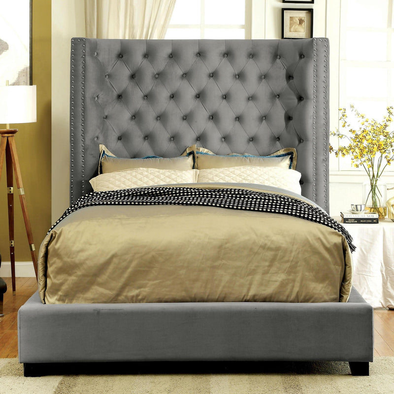 Furniture of America Mirabelle Queen Upholstered Panel Bed CM7679GY-Q-VN IMAGE 2