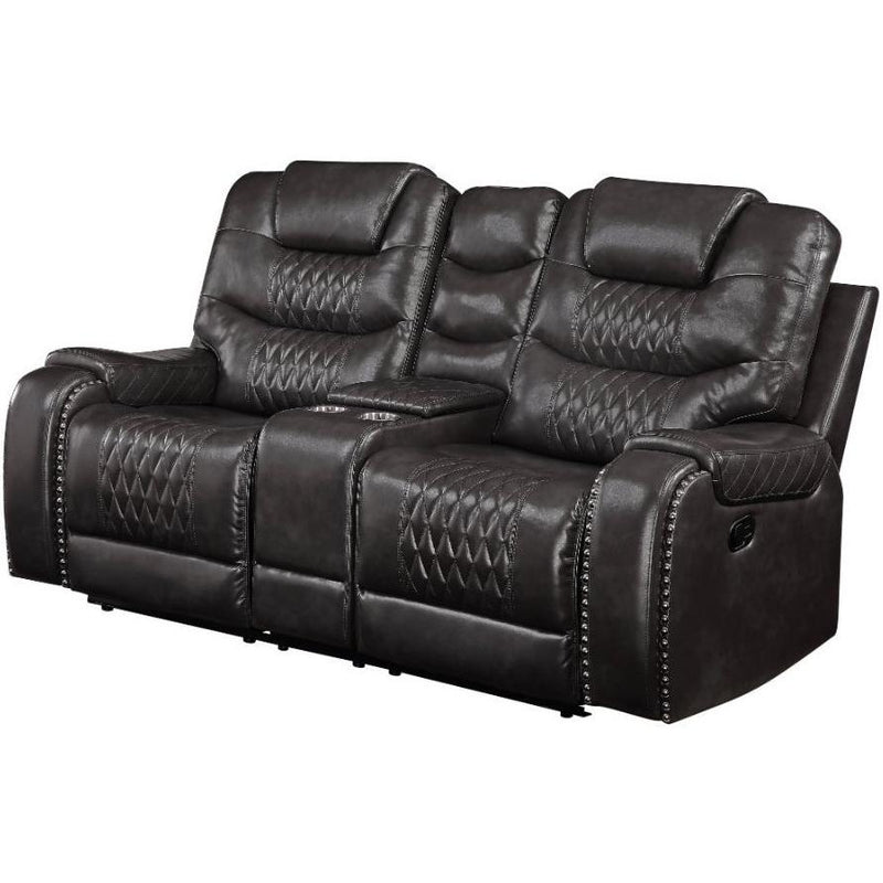 Acme Furniture Braylon Reclining Polyurethane Loveseat with Console 55411 IMAGE 2