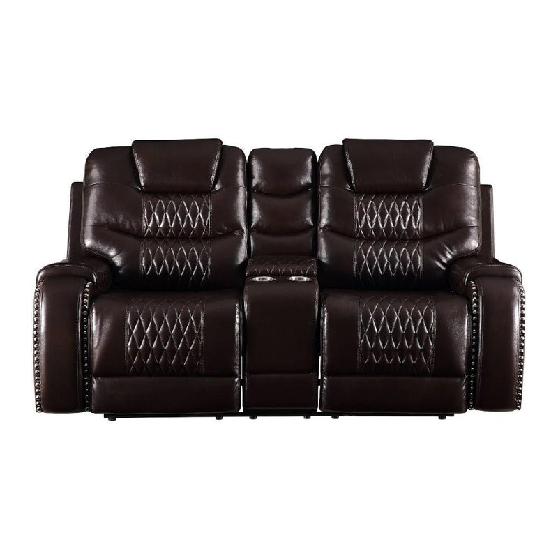 Acme Furniture Braylon Reclining Polyurethane Loveseat with Console 55416 IMAGE 1