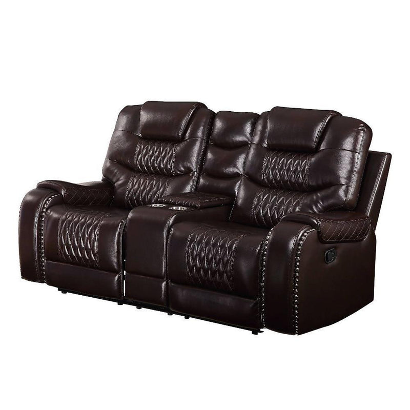 Acme Furniture Braylon Reclining Polyurethane Loveseat with Console 55416 IMAGE 2