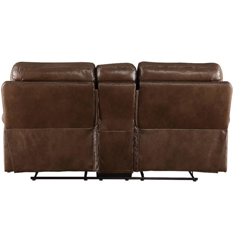 Acme Furniture Aashi Reclining Leather Match Loveseat with Console 55421 IMAGE 5