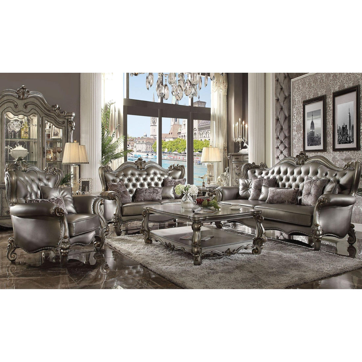 Acme Furniture Versailles 56820 Sofa with 6 Pillows