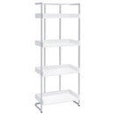 Coaster Furniture Ember 803402 68-inch 4-shelf Bookshelf - White High Gloss and Chrome IMAGE 1