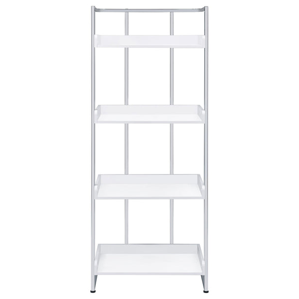 Coaster Furniture Ember 803402 68-inch 4-shelf Bookshelf - White High Gloss and Chrome IMAGE 2