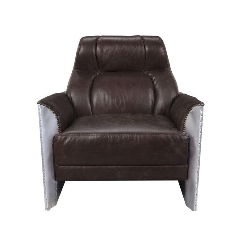 Acme Furniture Brancaster Stationary Leather Accent Chair 59715 IMAGE 2