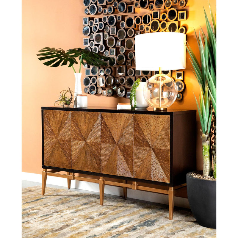Coaster Furniture Zira 953497 4-door Wood Parquet Storage Accent Cabinet - Brown IMAGE 10