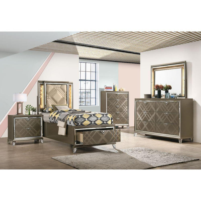 Acme Furniture Skylar Twin Upholstered Panel Bed with Storage 25340T IMAGE 4