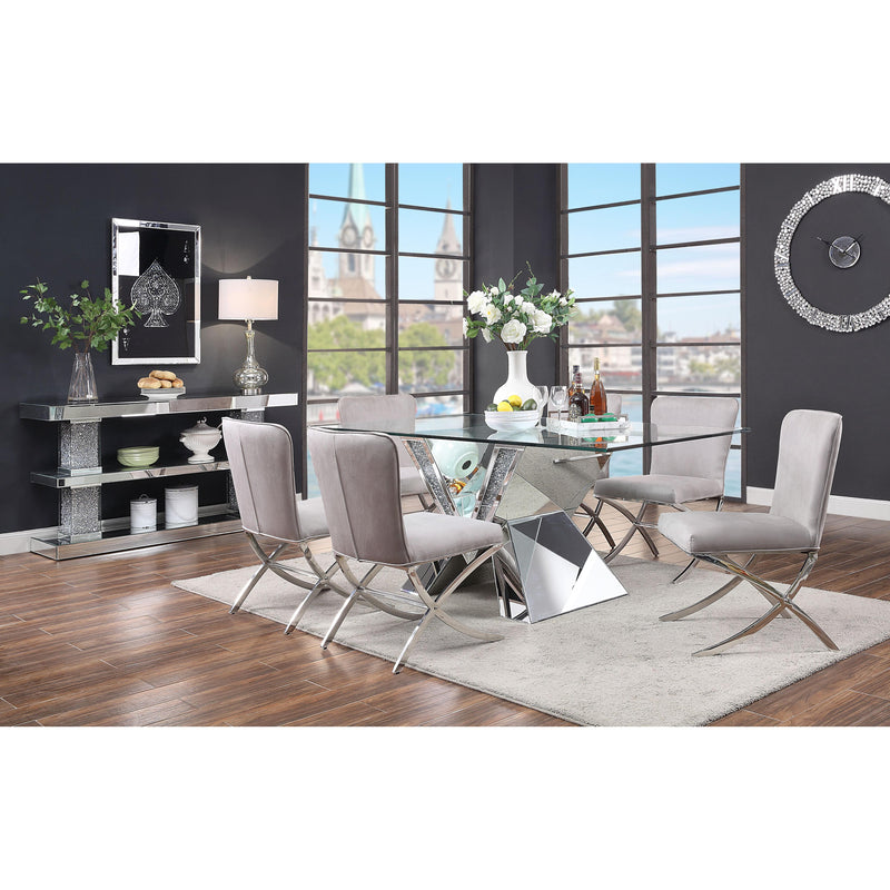 Acme Furniture Noralie Dining Table with Glass Top and Pedestal Base 71280 IMAGE 6