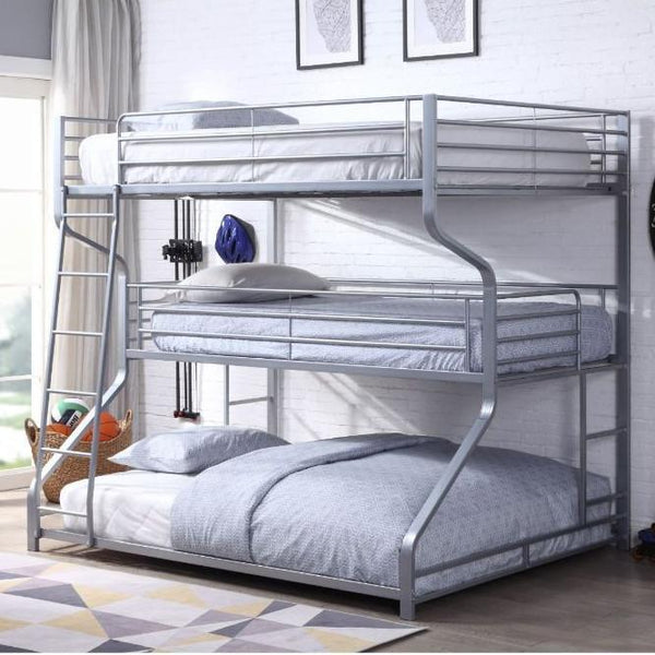 Acme Furniture Caius II 37790 Triple Bunk Bed - Silver IMAGE 1