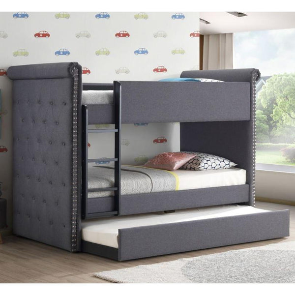 Acme Furniture Romana II 37855 Twin Over Twin Bunk Bed & Trundle - Grey IMAGE 1