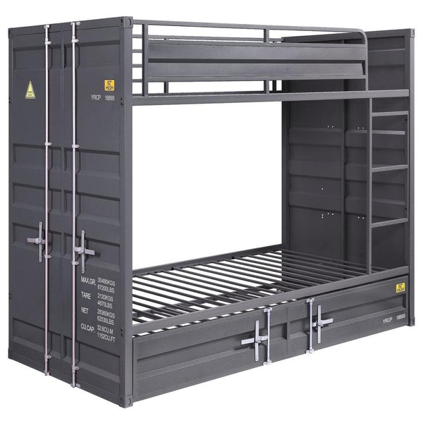 Acme Furniture Cargo 37890 Twin Over Twin Bunk Bed - Gunmetal IMAGE 1