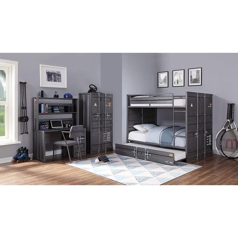 Acme Furniture Cargo 37897 Desk & Hutch - Gunmetal IMAGE 5