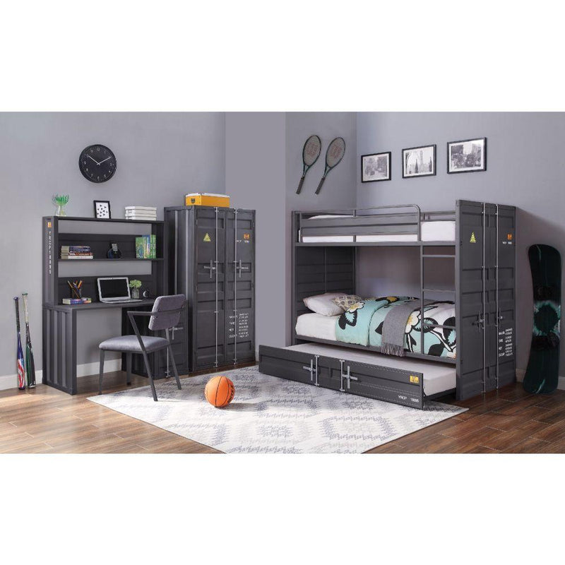 Acme Furniture Cargo 37897 Desk & Hutch - Gunmetal IMAGE 6