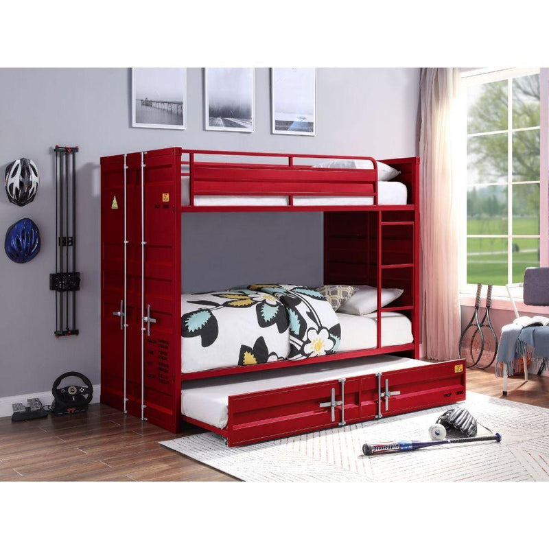 Acme Furniture Cargo 37910 Twin Over Twin Bunk Bed - Red IMAGE 2