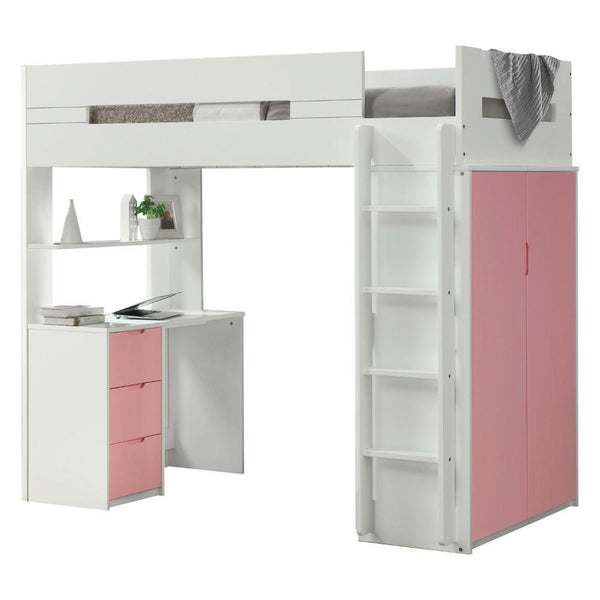 Acme Furniture Nerice 38040 Loft Bed - White & Pink IMAGE 1