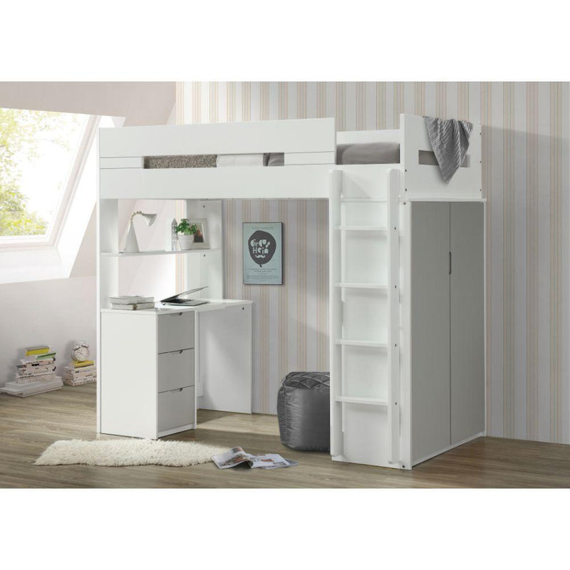 Acme Furniture Nerice 38050 Loft Bed - White & Gray IMAGE 2