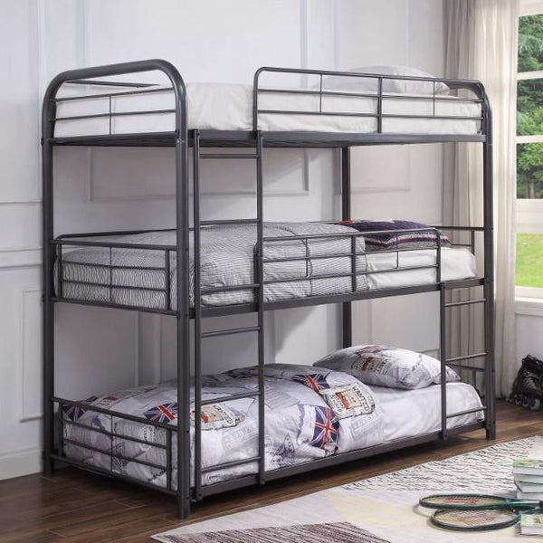 Acme Furniture Cairo 38090 Twin Triple Bunk Bed - Gunmetal IMAGE 1