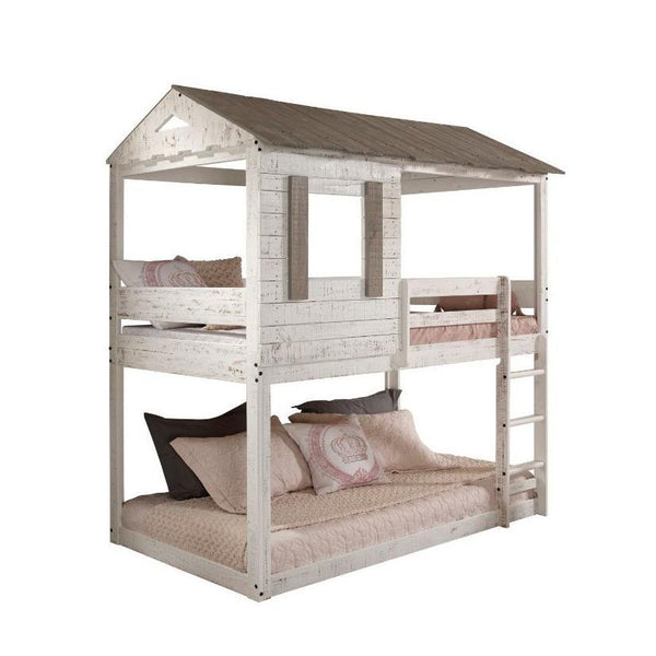 Acme Furniture Darlene 38135 Twin Over Twin Bunk Bed - Rustic White IMAGE 1