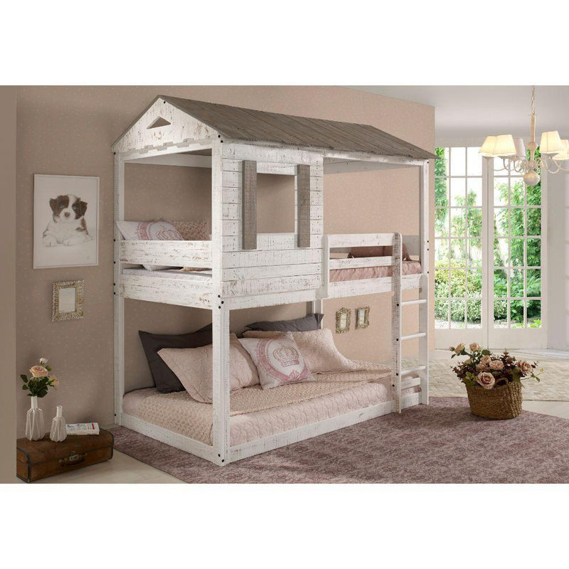 Acme Furniture Darlene 38135 Twin Over Twin Bunk Bed - Rustic White IMAGE 3