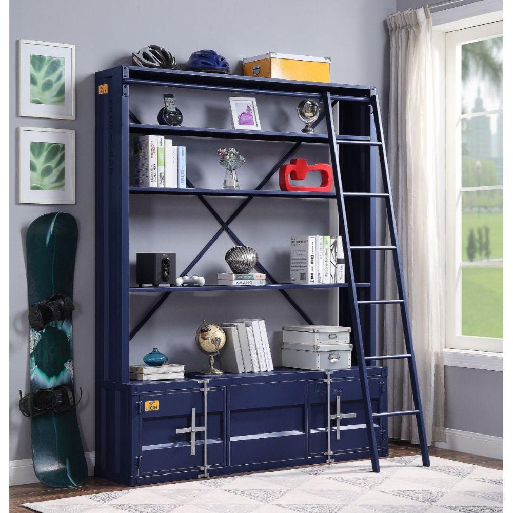 ACME Furnitureトリゴンラグ 138cm × 197cm Acme Furniture Cargo 39892 Bookshelf & Ladder - Blue